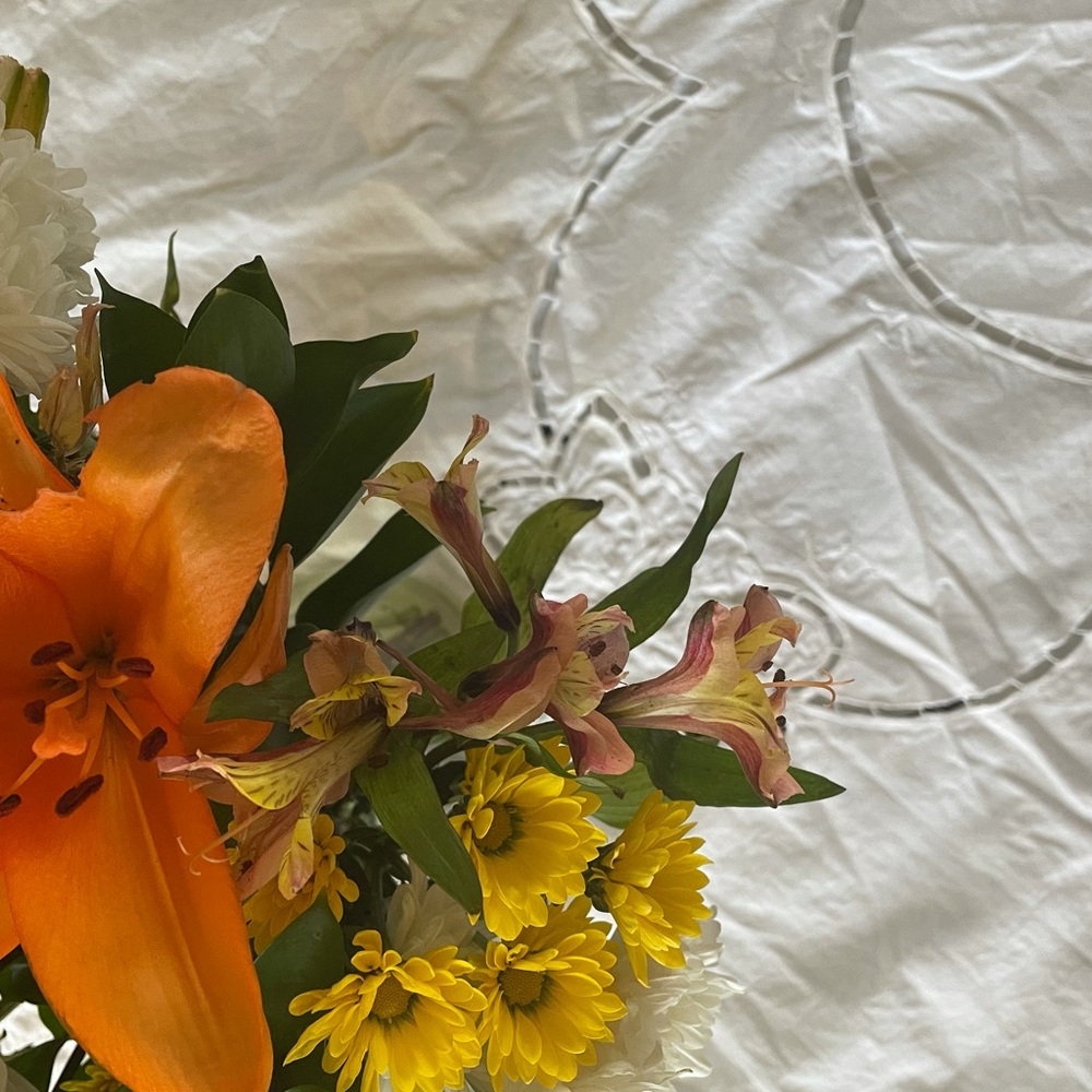 - While cotton tablecloth